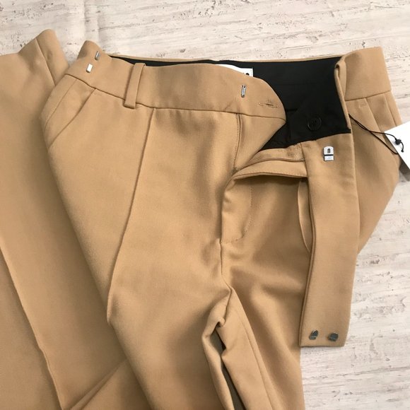 ZARA FLARED MID-RISE CAMEL WIDE LEG PANTS - Picture 6 of 13